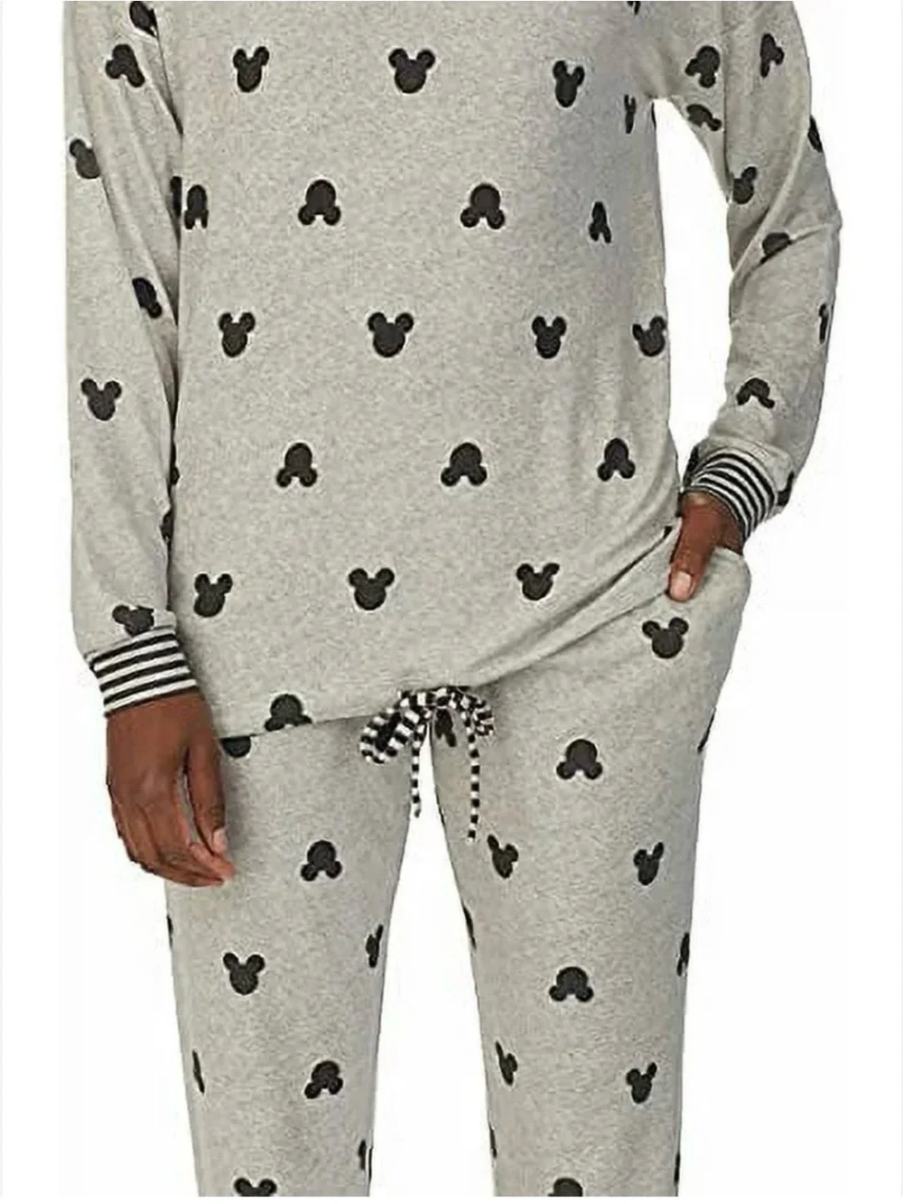 Women’s Disney Gray and Black Mickey Head 2 Piece Lounge Set - Picture 3 of 9